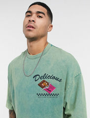 Tom and Jerry Acid Wash Oversized T-Shirt – Delicious Cartoon Food Tee | Vintage Streetwear for Men & Women